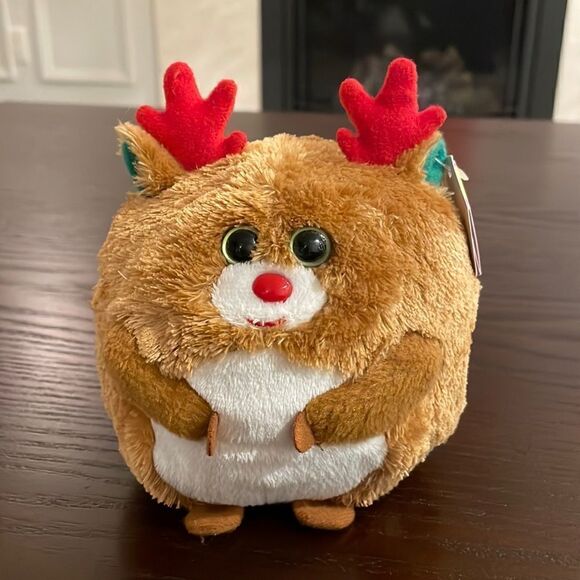 Ty Beanie Ballz 2011 Hoofer the Round Reindeer Excellent Condition NWT 5” - Picture 1 of 10